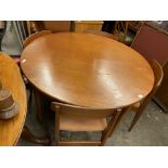 LATE 60S/EARLY 70S TEAK CIRCULAR DINING TABLE AND FOUR CHAIRS