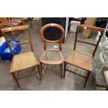 VICTORIAN BEECH BERGERE CANED BEDROOM CHAIR AND OTHERS