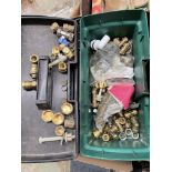 PLASTIC TOOLBOX OF BRASS PLUMBING FITMENTS