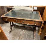 REPRODUCTION MAHOGANY LEATHER TOPPED REGENCY STYLE SOFA TABLE