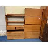 SELECTION OF 1970S BEAVER & TAPLEY STYLE TEAK WALL MOUNTED FLOATING STORAGE CUPBOARDS AND SHELVING