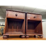 PAIR OF DARK STAINED PINE BEDSIDE CUPBOARDS