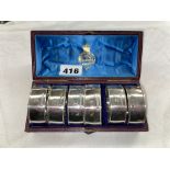 CASED SET OF SIX NUMBERED BIRMINGHAM SILVER NAPKIN RINGS