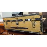 OLIVE GREEN BANDED CABIN TRUNK