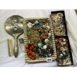 TRAY OF VARIOUS BEADS, COSTUME JEWELLERY,