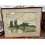 ALFRED PARSONS 1847 - 1920 WATER COLOUR ON PAPER PASTORAL RIVER LANDSCAPE FRAMED AND GLAZED