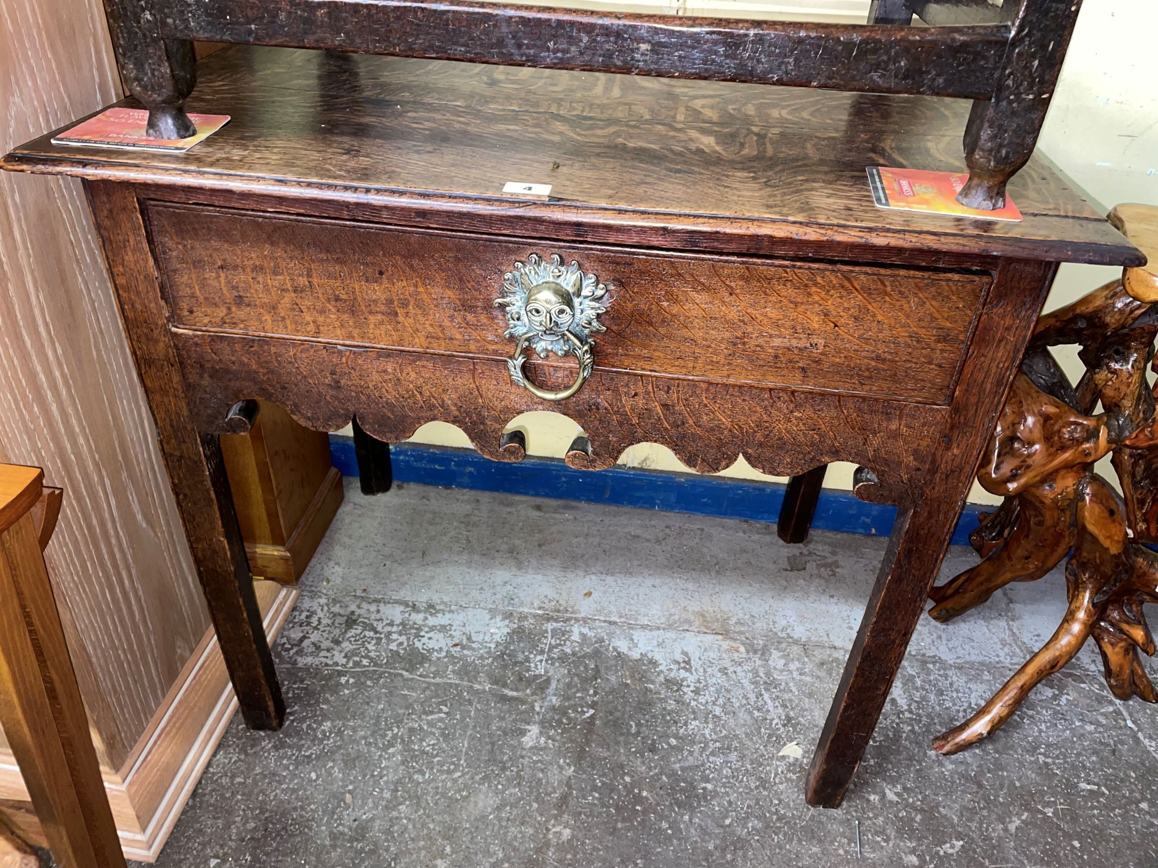 18TH CENTURY OAK LOWBOY/SIDE TABLE WITH SINGLE DRAWER ABOVE AN UNDULATED APRON