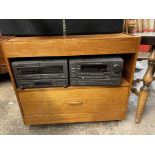 CABINET CONTAINING SONY SEPARATES AND PAIR OF SPEAKERS