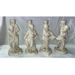 COPELAND PARIANWARE CANDLE HOLDERS EMBLEMATIC OF THE FOUR SEASONS (AS FOUND)