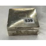 BIRMINGHAM SILVER SQUARE TABLE CIGARETTE BOX WITH ENGINE TURNED DECORATION 7.