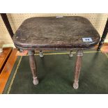 19TH CENTURY ELM FOUR LEGGED STOOL