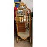 GILT ACANTHUS CRESTED CHEVAL DRESSING MIRROR