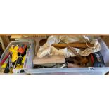 CARTON OF CARPENTRY TOOLS INCLUDING HAMMERS, BOXWOOD RULERS, CHISELS,