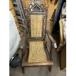 19TH CENTURY OAK BARLEY AND CRESTED BERGERE CANE STEAM ARMCHAIR