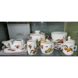 ROYAL WORCESTER EVESHAM PATTERN BOWLS AND COVERS, SAUCE BOAT,