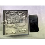 APPLE IPHONE 4S WITH CHARGER AND VARIOUS HEAD PHONES