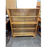 1960S BEECH GLAZED SLIDING DOOR BOOKCASE