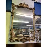 GILT SWEPT CRESTED MIRROR AND SMALL MOULDED MIRROR