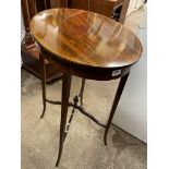 EDWARDIAN MAHOGANY AND LINE INLAID OVAL OCCASIONAL TABLE