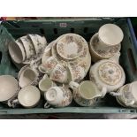 WEDGWOOD LICHFIELD PATTERNED TEA SERVICE AND ROYAL DOULTON BURGUNDY TEA SERVICE