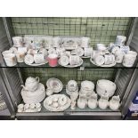 TWO SHELVES OF WEDGWOOD PETER RABBIT WARES INCLUDING DINNER PLATES,.