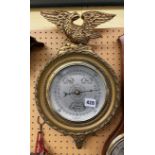 GILT CIRCULAR EAGLE CRESTED BAROMETER BY SHORTLAND OF MANCHESTER