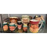 SELECTION OF LARGE AND MEDIUM SIZE CHARACTER JUGS INCLUDING ROYAL DOULTON OLD KING COLE AND BESWICK