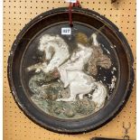 CHALK ROUNDEL PLAQUE OF ST GEORGE AND THE DRAGON