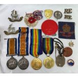 WWI MEDELS TO PTE.J.JEPHCOTT THE R.WAR.R 266263, AND AND PAIR OF WWI MEDALS TO 166723 SPR A.W.