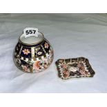 ROYAL CROWN DERBY BULBOUS VASE AND SMALL PIN TRAY