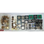 TUB OF MAINLY PRE DECIMAL GB COINS, COMMEMORATIVE ROYAL CROWNS,