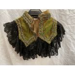 VICTORIAN BLACK LACE AND SEQUINNED BEADED SHOULDER CAPE