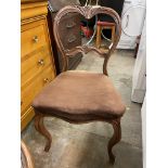 VICTORIAN ROSEWOOD CARVED BACK DINING CHAIR AND ONE OTHER AS FOUND