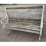 PAINTED CAST IRON SLATTED GARDEN BENCH