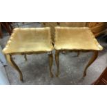 PAIR OF GILDED SERPENTINE TOPPED CABRIOLE LEG TABLES