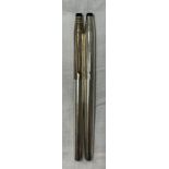 CROSS SILVER CASED ROLLER BALL PEN AND A CROSS SILVER CASED 14K NIB INK PEN