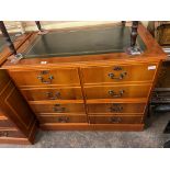 MATCHING YEW GILT TOOLED LEATHER TOPPED FAUX DOUBLE DRAWER FRONT FILING CHEST