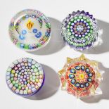 Four Perthshire Miniature Glass Millefiori Paperweights, c.1980-2001, largest diameter 1.9 in — 4.7