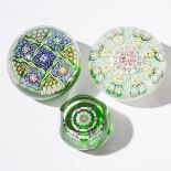 Three Perthshire Millefiori Glass Paperweights, 1974/79, largest diameter 3 in — 7.5 cm (3 Pieces)