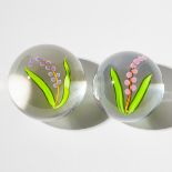 Mayauel Ward (American, b. 1956), Two Lily of the Valley Glass Paperweights, 2009, diameter 2.4 in —