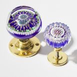 Two Perthshire Millefiori Glass Door Knobs, late 20th century, diameter 2.3 in — 5.8 cm; diameter 1