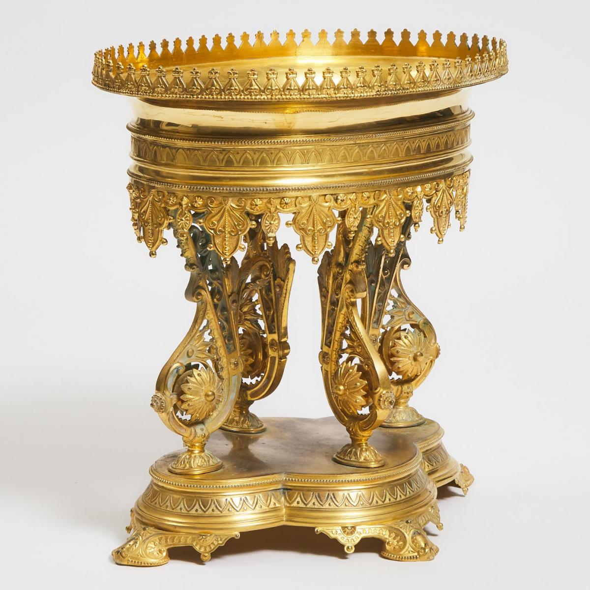 English Aesthetic Movement Gilt Bronze Oval Centrepiece Stand, c.1870, 13.25 x 12.5 x 9 in — 33.7 x - Image 2 of 2