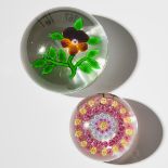 Baccarat Dupont Pansy and Concentric Millefiori Glass Paperweights, c.1930-50, diameter 3.1 in — 8 c