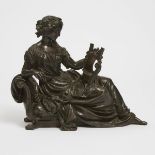 French School Patinated Bronze Seated Figure of Sappho, late 19th century, 11.5 x 13 in — 29.2 x 33