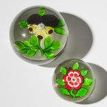 Baccarat Pansy and Miniature Red Primrose Glass Paperweights, mid-19th century, diameter 2.6 in — 6.