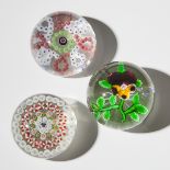 Baccarat Pansy Glass Paperweight with Concentric and Garland Glass Paperweights, probably Baccarat,