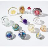Collection of Thirteen American Glass Paperweights, c.1989-2003, largest height 4.6 in — 11.7 cm (13