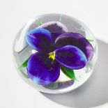 Rick Ayotte (American, b.1944), Blue Pansy Glass Paperweight, 1996, diameter 2 in — 5 cm