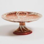 William De Morgan Ruby Lustre Footed Comport, Charles Passenger, c.1900, height 3.9 in — 10 cm, diam