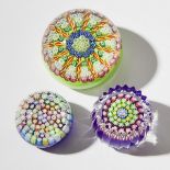 Three Pertheshire Millefiori Glass Paperweights, c.1970-2001, largest diameter 2.4 in — 6 cm (3 Piec